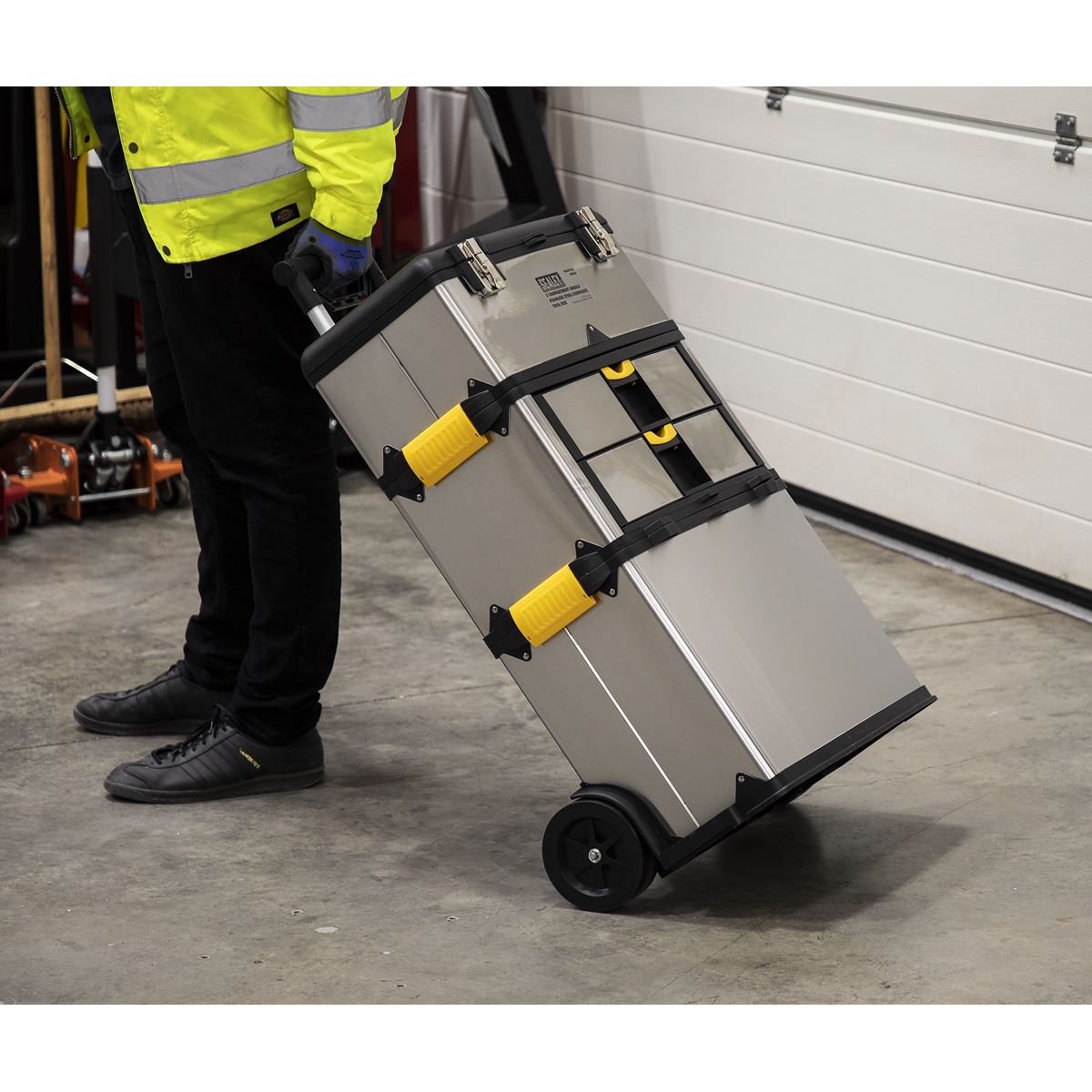 Sealey AP855 Mobile Stainless Steel/Composite Toolbox - 3 Compartment Sealey