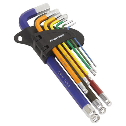 Sealey AK7190 Ball-End Hex Key Set 9pc Colour-Coded Long Metric Sealey