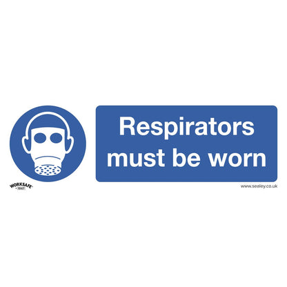 Sealey SS56P10 Mandatory Safety Sign - Respirators Must Be Worn - Rigid Plastic - Pack of 10 Sealey