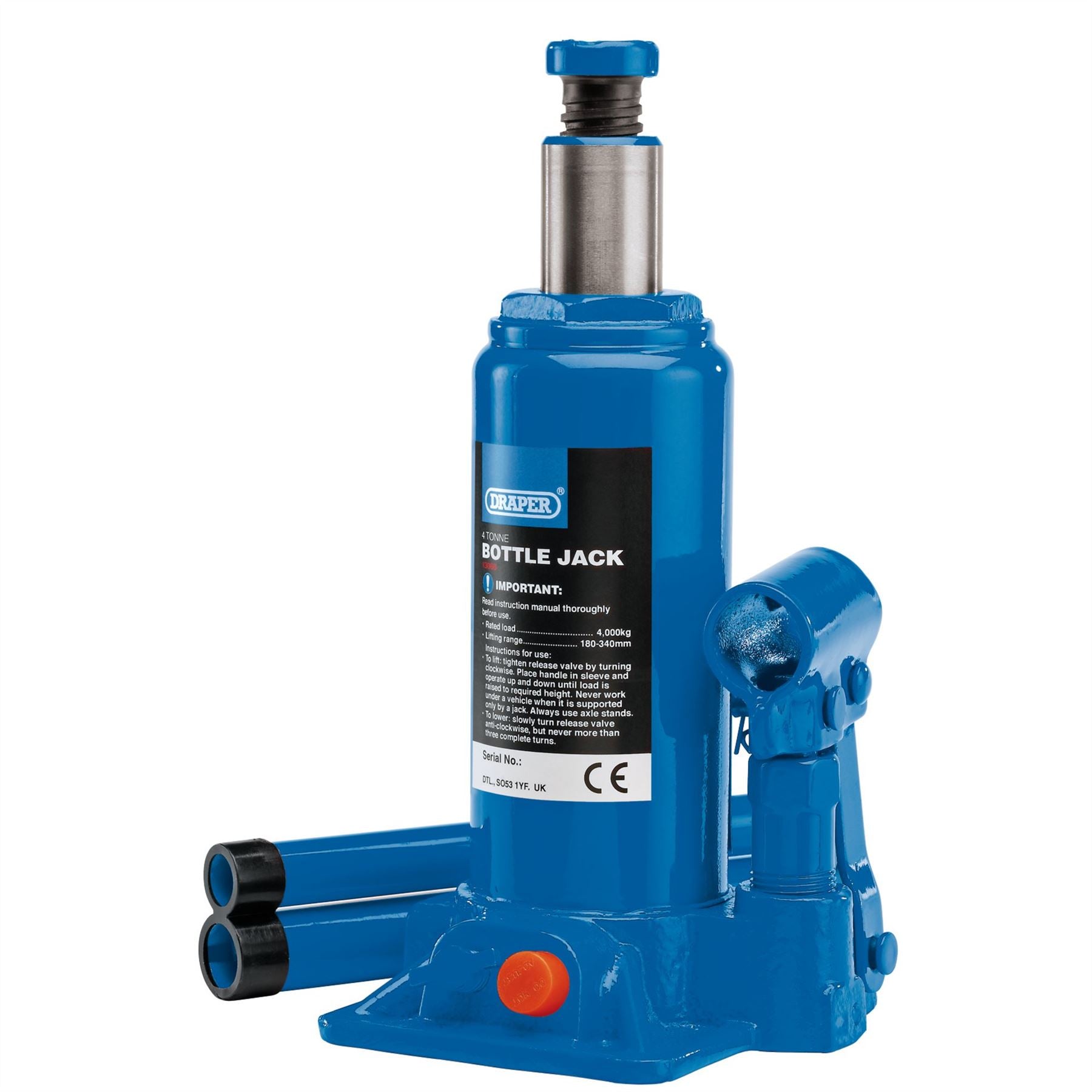 Draper 13066 Hydraulic Bottle Jack 4 Tonne Draper