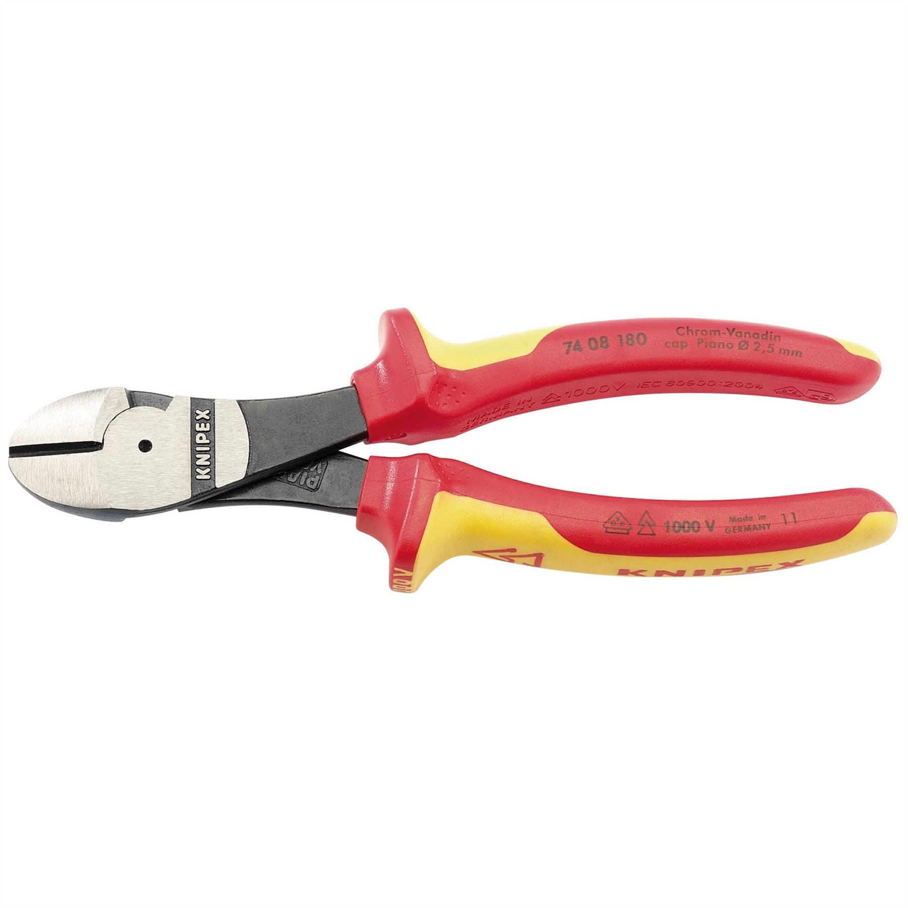 Knipex 31927 74 08 180UKSBE VDE Fully Insulated High Leverage Diagonal Side Cutters 180mm Knipex