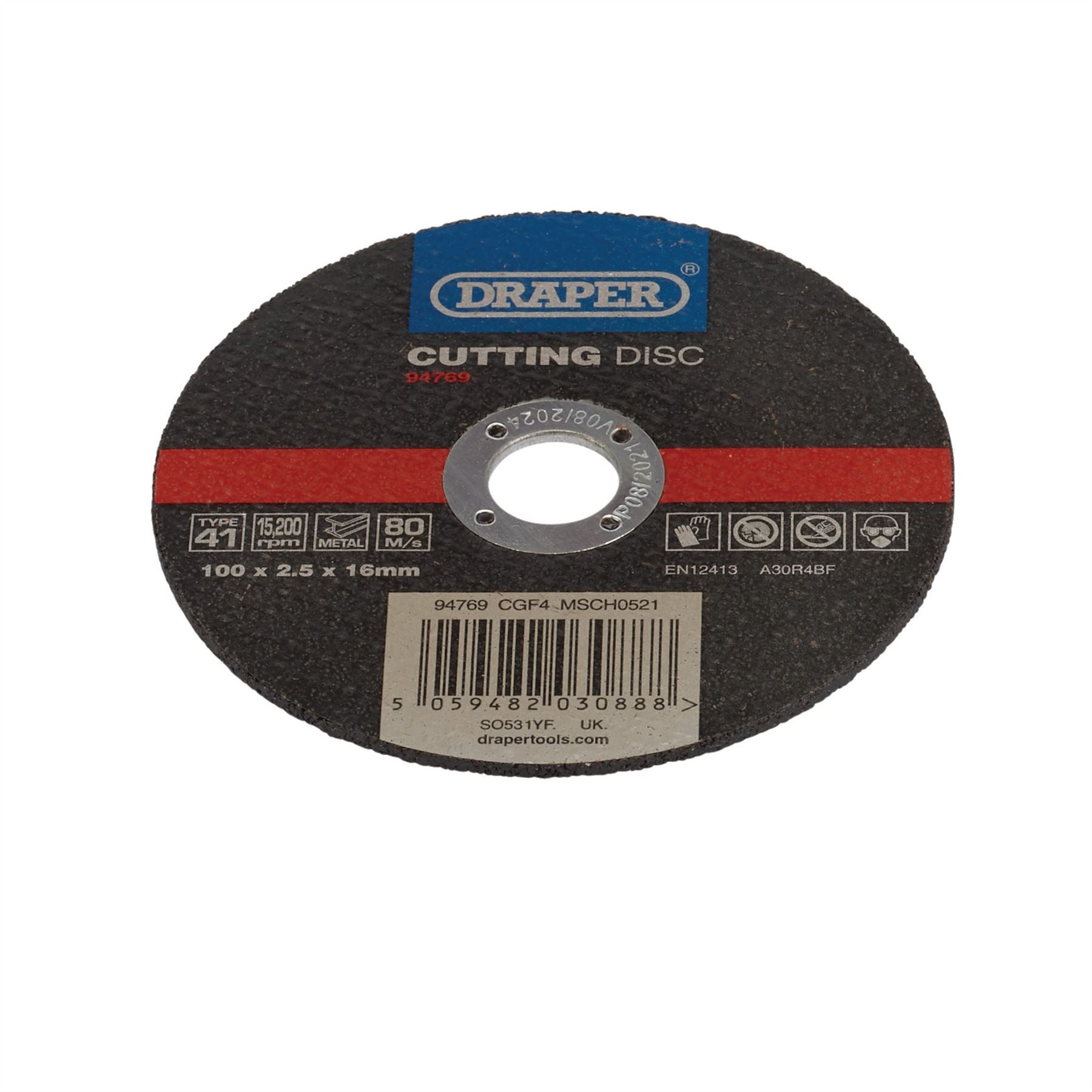 Draper 94769 Metal Cutting Disc 100 x 2.5 x 16mm Draper