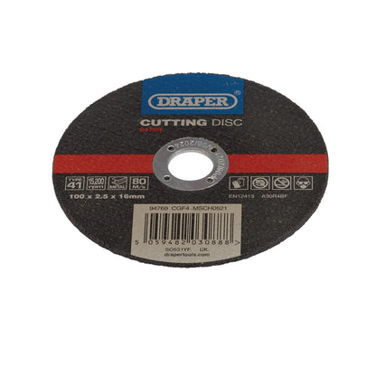 Draper 94769 Metal Cutting Disc 100 x 2.5 x 16mm Draper