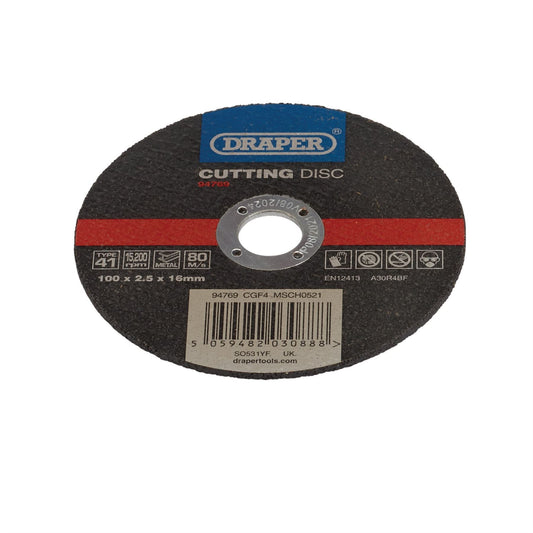 Draper 94769 Metal Cutting Disc 100 x 2.5 x 16mm Draper