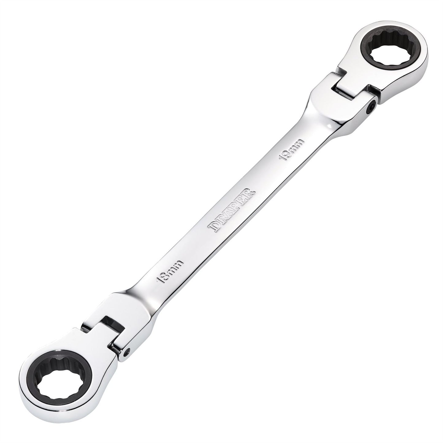 Draper 27759 HI-TORQ® Metric Flexible Head Double Ring Ratchet Spanner 18 x 19mm Draper