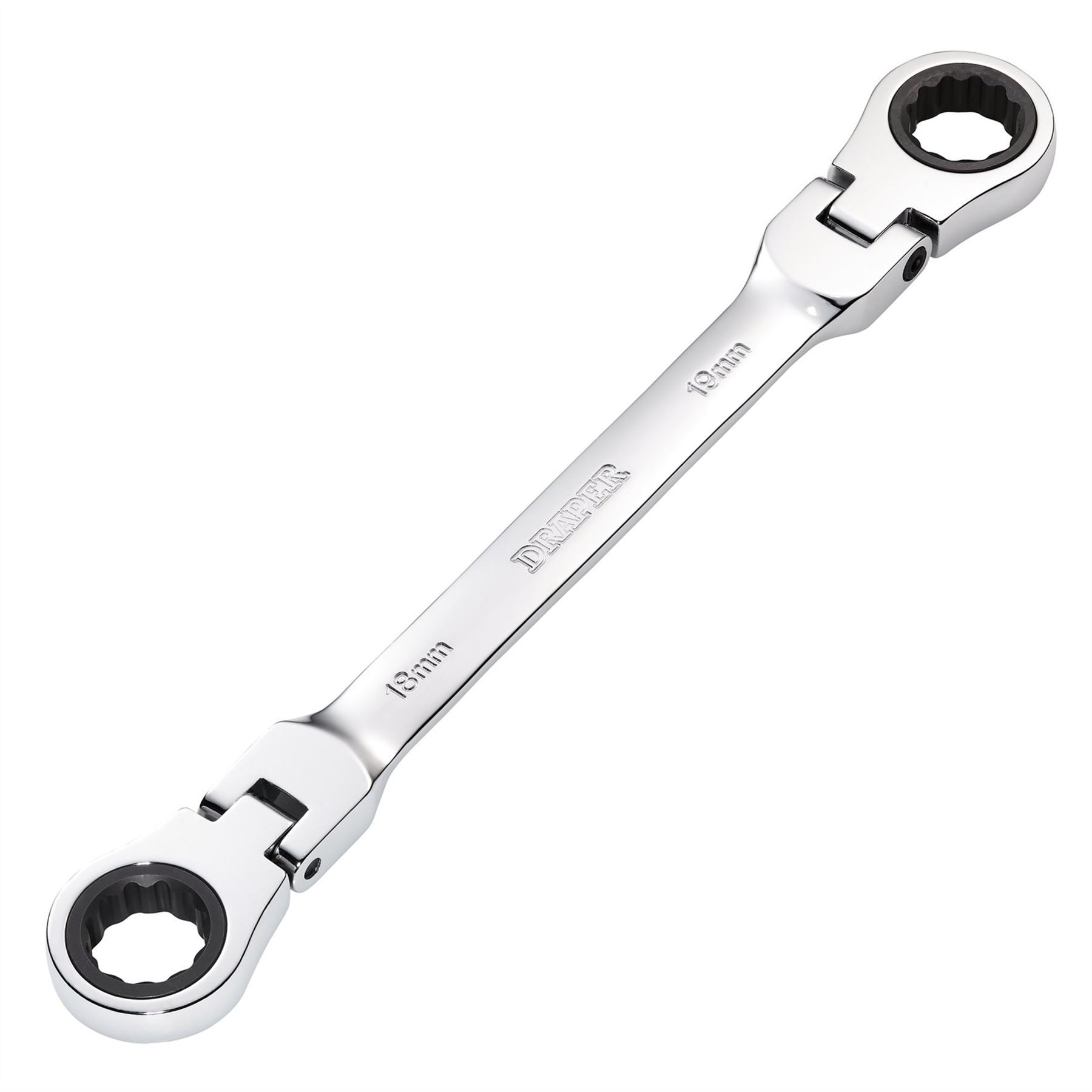 Draper 27759 HI-TORQ® Metric Flexible Head Double Ring Ratchet Spanner 18 x 19mm Draper