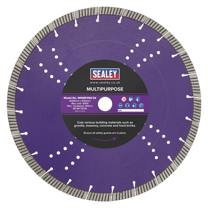 Sealey WDMP350/22 Cutting Disc Multipurpose Dry/Wet Use Ø350mm Sealey
