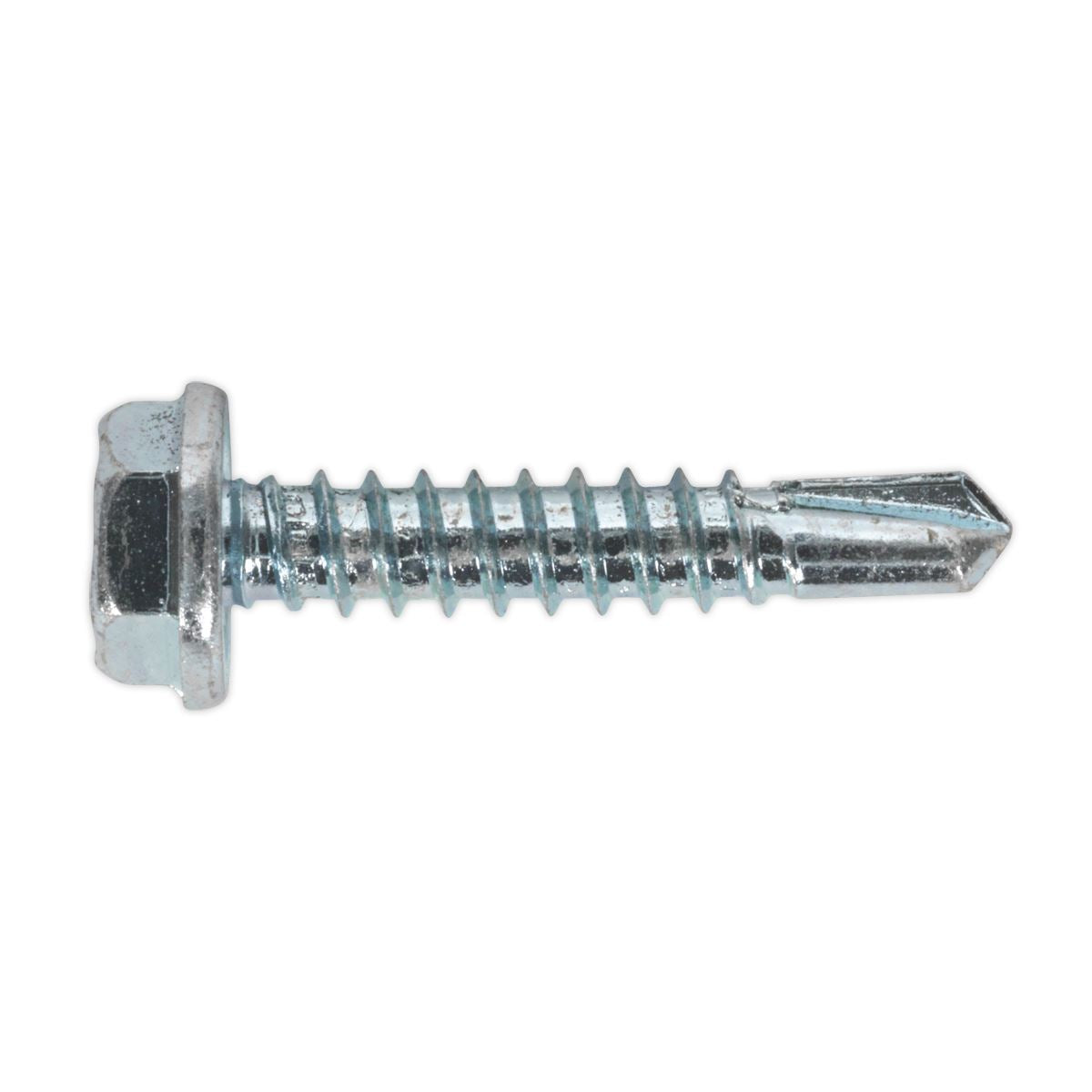 Sealey SDHX4825 Self-Drilling Screw 4.8 x 25mm Hex Head Zinc Pack of 100 Sealey
