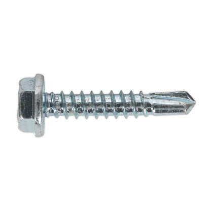 Sealey SDHX4825 Self-Drilling Screw 4.8 x 25mm Hex Head Zinc Pack of 100 Sealey