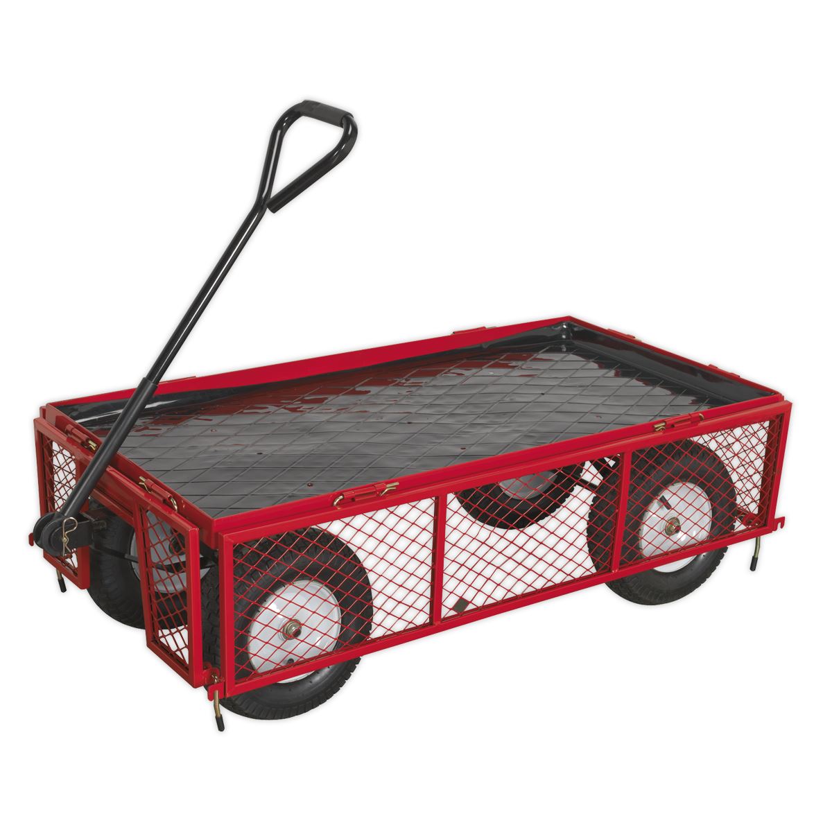 Sealey CST806 Platform Truck with Sides Pneumatic Tyres 450kg Capacity Sealey