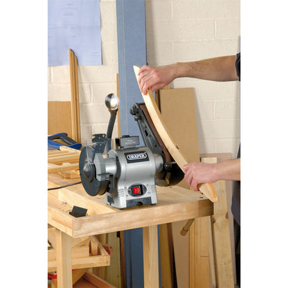 Draper 05096 Bench Grinder with Sanding Belt and Work light 150mm 370W Draper