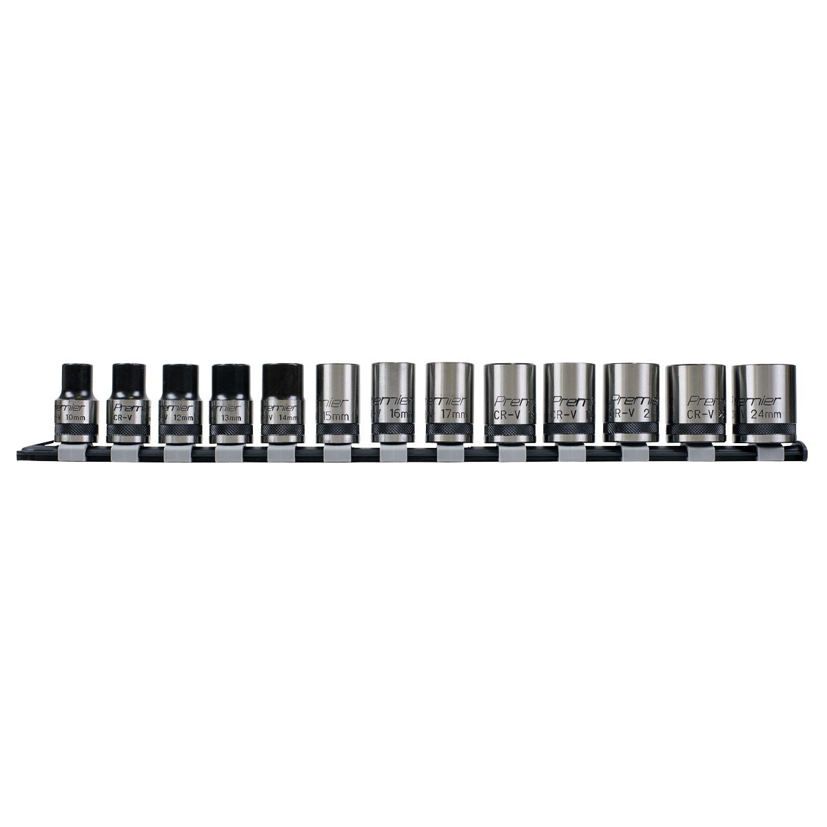 Sealey AK2742B Socket Set 13pc 1/2"Sq Drive Lock-On™ 6pt Metric - Premier Black Sealey