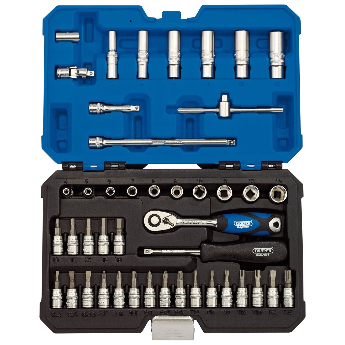 Draper 16446 Expert Metric Socket Set 1/4" Sq. Dr. 44 Piece Draper