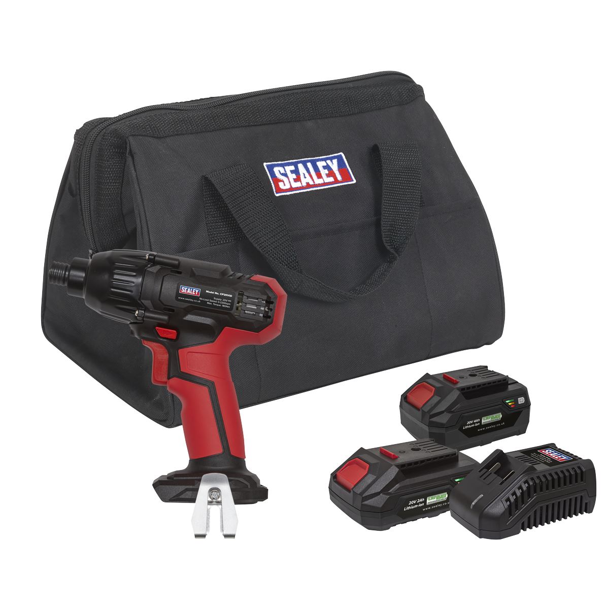 Sealey CP20VIDKIT Impact Driver Kit 1/4"Hex Drive 20V SV20 Series - 2 Batteries Sealey
