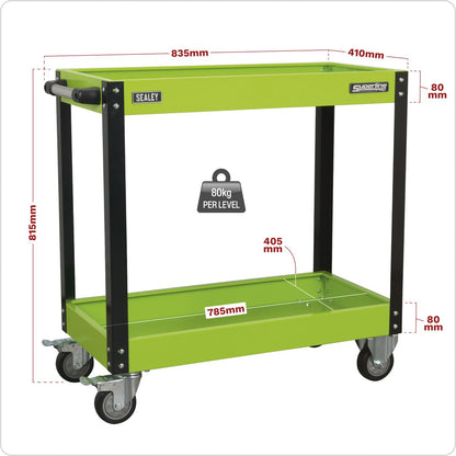 Sealey CX109HV Workshop Trolley 2-Level Heavy-Duty - Hi-Vis Green Sealey