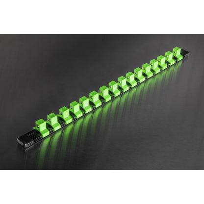 Sealey AK27054HV Socket Retaining Rail with 16 Clips 1/2"Sq Drive - Hi-Vis Green Sealey