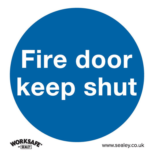 Sealey SS1P10 Mandatory Safety Sign - Fire Door Keep Shut - Rigid Plastic - Pack of 10 Sealey