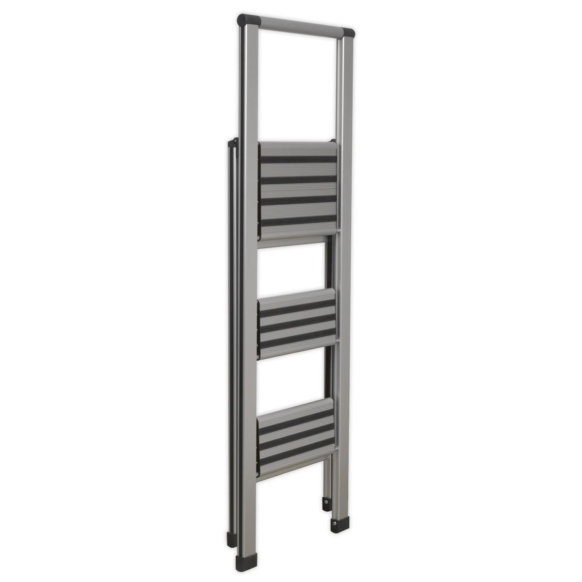 Sealey APSL3 Aluminium Professional Folding Step Ladder 3-Step 150kg Capacity Sealey
