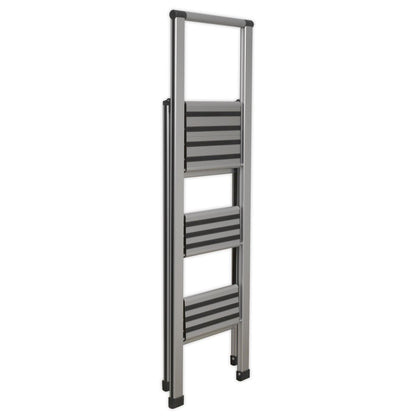 Sealey APSL3 Aluminium Professional Folding Step Ladder 3-Step 150kg Capacity Sealey