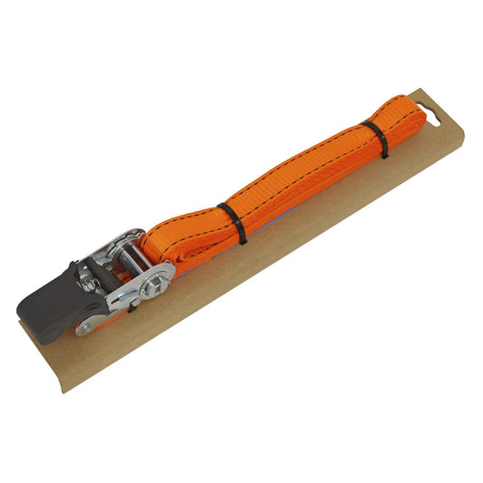 Sealey TD0635E Ratchet Strap 25mm x 5m Polyester Webbing with Corner Protector 600kg Breaking Strength Sealey