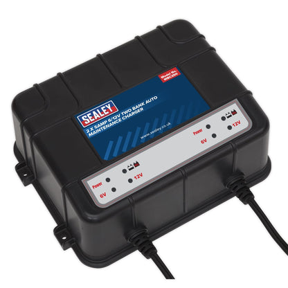 Sealey MBC250 Two Bank 6/12V 10A (2 x 5A) Auto Maintenance Charger Sealey