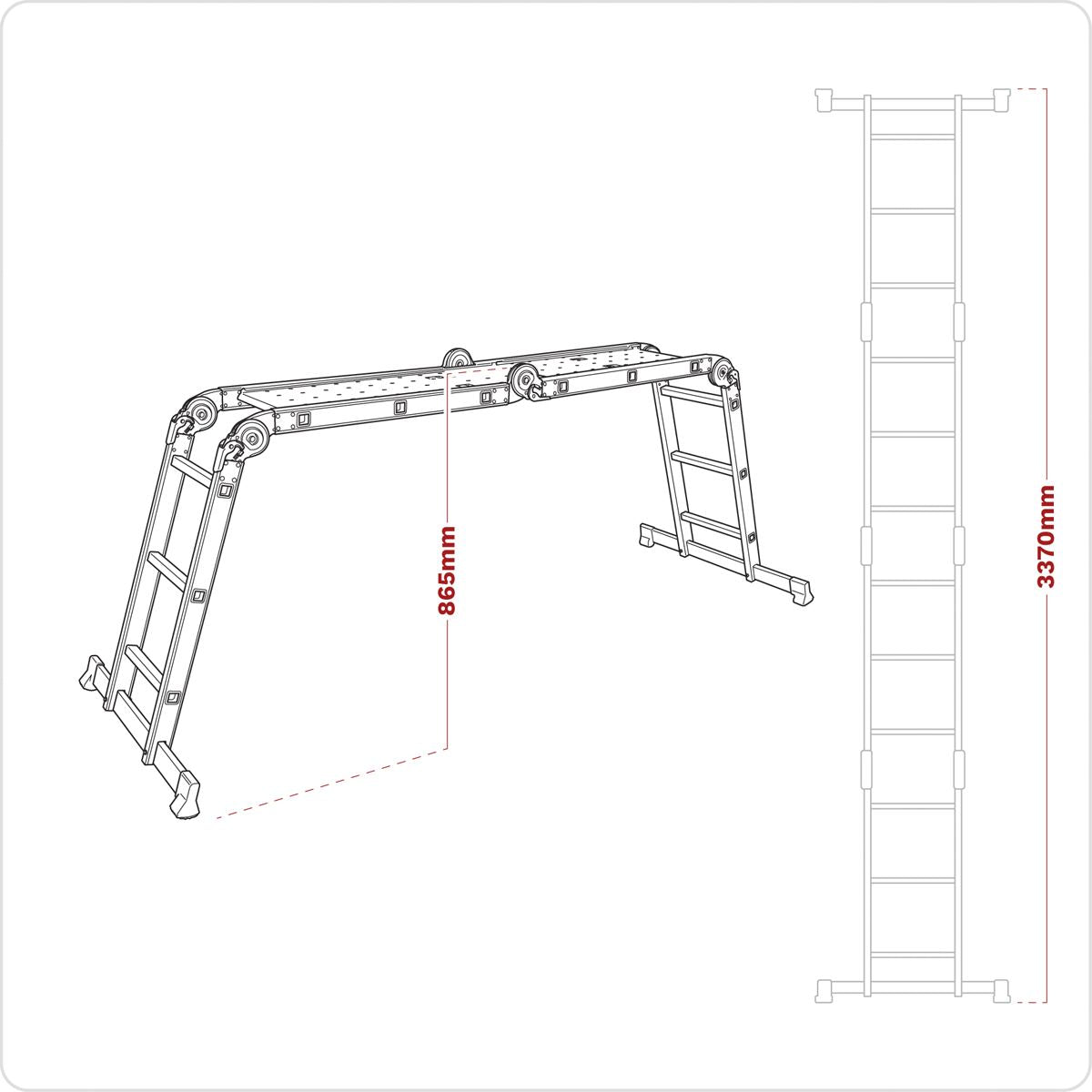 Sealey AFPL1 Aluminium Folding Platform Ladder 4-Way EN 131 Sealey