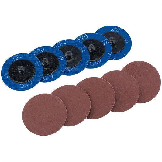 Draper 75614 Aluminium Oxide Sanding Discs 50mm 320 Grit Pack of 10 Draper