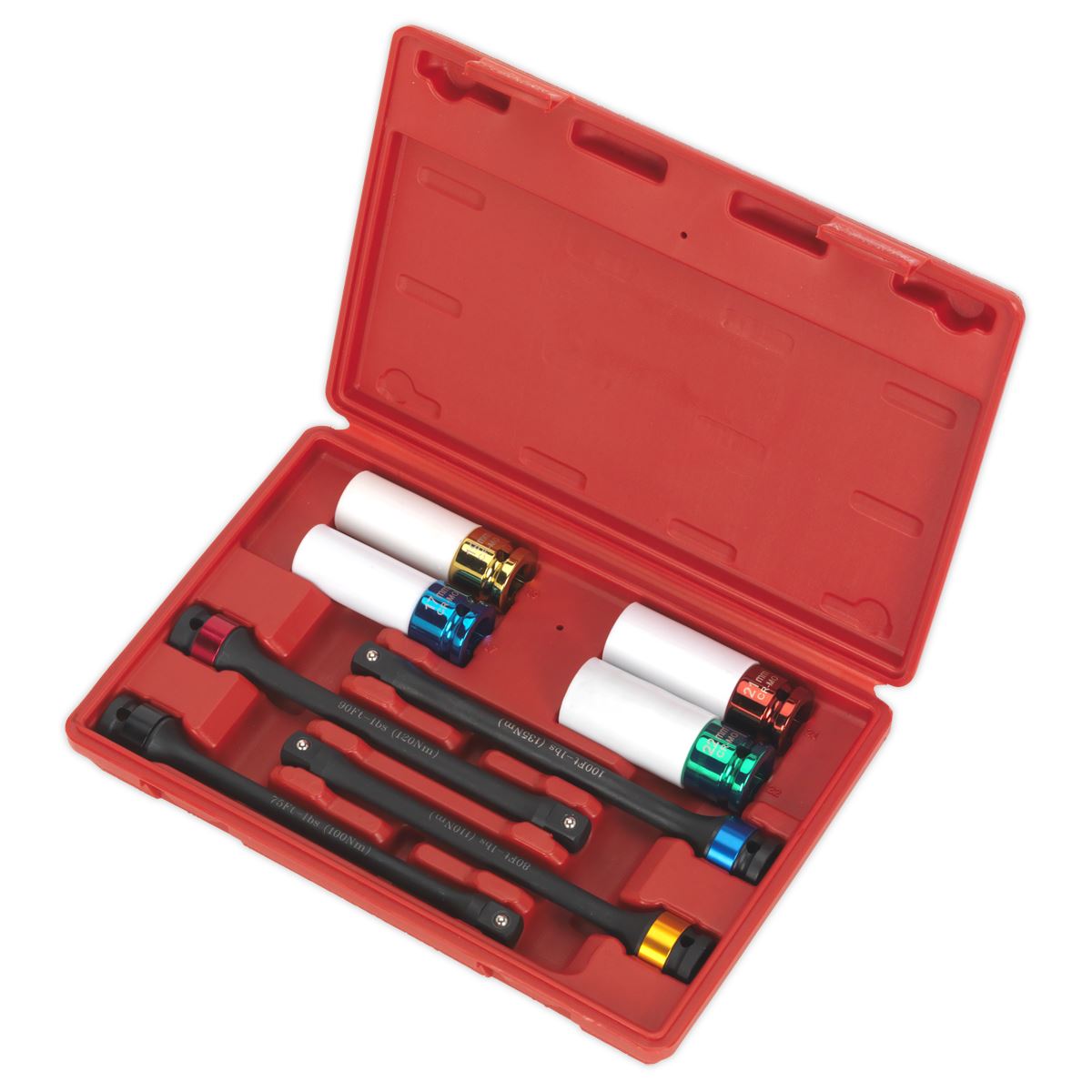 Sealey AK2243 Torque Stick & Aluminium Wheel Impact Socket Set 8pc 1/2"Sq Drive Sealey