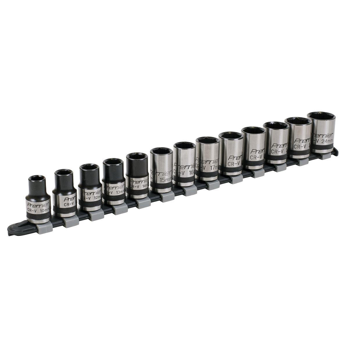Sealey AK2742B Socket Set 13pc 1/2"Sq Drive Lock-On™ 6pt Metric - Premier Black Sealey