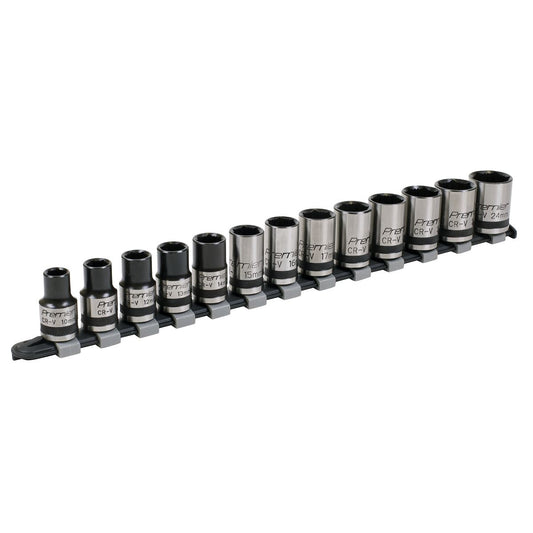 Sealey AK2742B Socket Set 13pc 1/2"Sq Drive Lock-On™ 6pt Metric - Premier Black Sealey