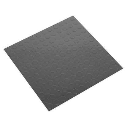 Sealey FT2S Vinyl Floor Tile with Peel & Stick Backing - Silver Coin Pack of 16 Sealey