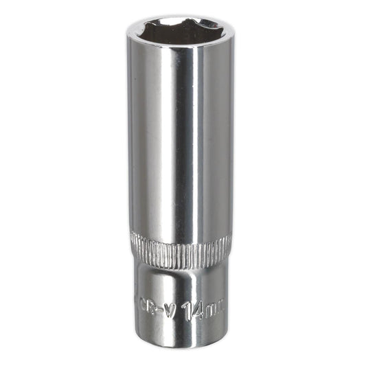 Sealey SP3814D WallDrive® Socket 14mm Deep 3/8"Sq Drive Fully Polished Sealey