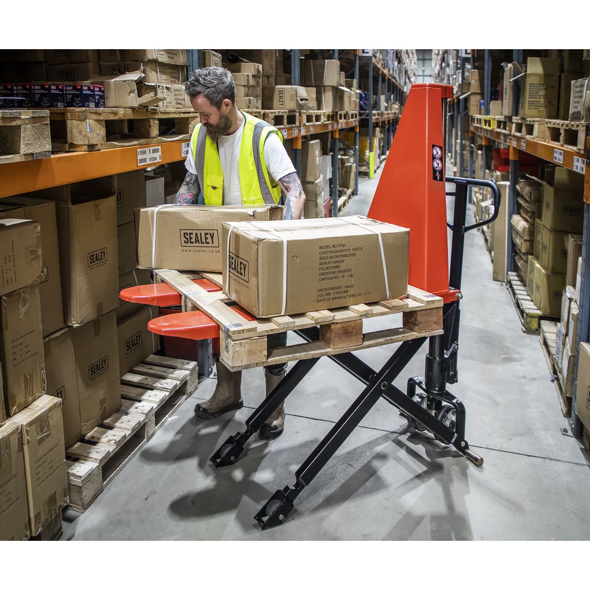 Sealey PT1170H High Lift Pallet Truck - 1000kg Capacity 1170 x 540mm Sealey