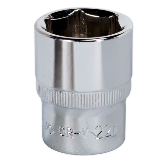 Sealey SP1222 WallDrive® Socket 22mm 1/2"Sq Drive Fully Polished Sealey
