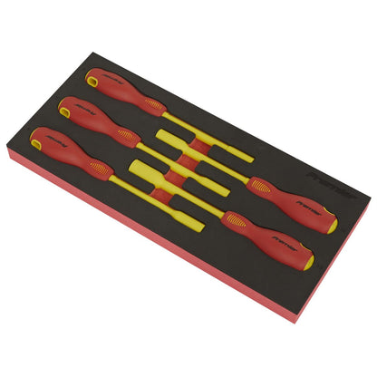 Sealey TBTE08 Insulated Nut Driver Set 5pc with Tool Tray - VDE Approved Sealey