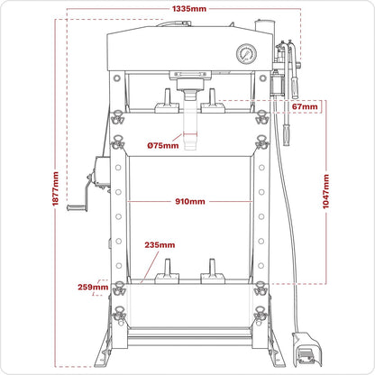Sealey YK509FAH Premier Air/Hydraulic Floor Type Press with Foot Pedal 50 Tonne Sealey