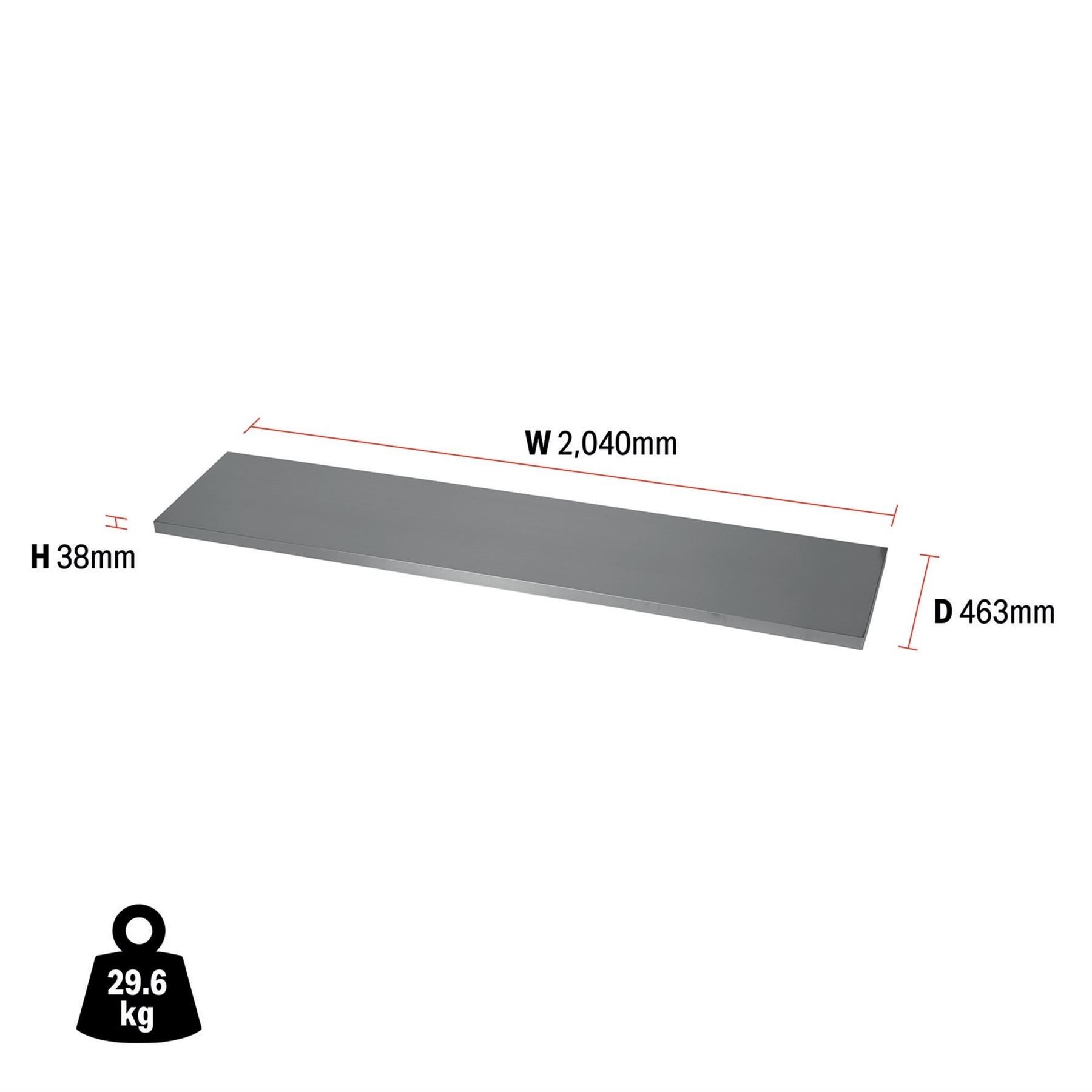 Draper 33178 BUNKER® Modular Stainless Steel Worktop 2040mm Draper
