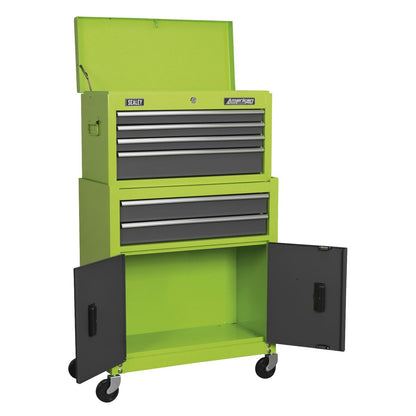 Sealey AP2200BBHV Topchest & Rollcab Combination 6 Drawer with Ball-Bearing Slides - Green/Grey Sealey