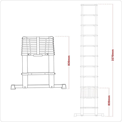 Sealey ATL11 Aluminium Telescopic Ladder 11-Tread EN 131 Sealey
