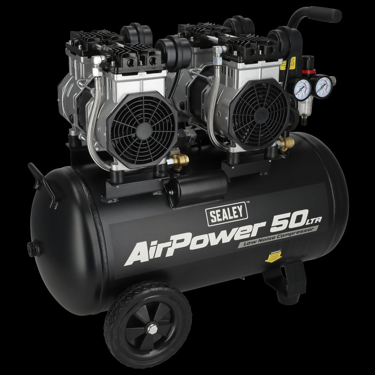 Sealey SAC5001S 50L Low Noise Oil Free Direct Drive Air Compressor 2 x 2hp Sealey