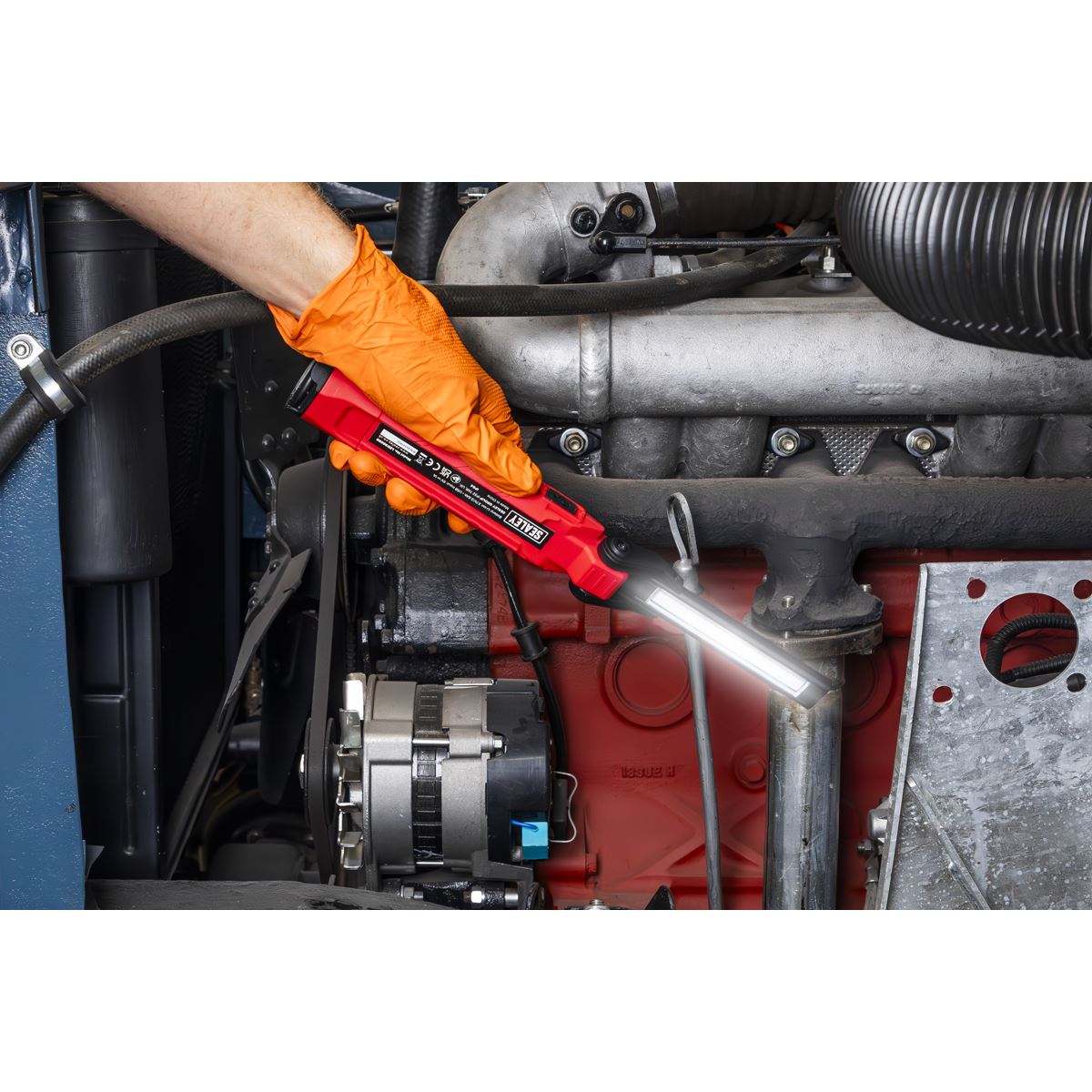 Sealey LED3605R Rechargeable 360° Inspection Light 10W & 2 x 4W SMD LED Red Sealey