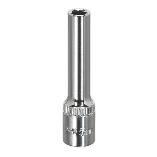 Sealey SP1405D WallDrive® Socket 5mm Deep 1/4"Sq Drive Fully Polished Sealey