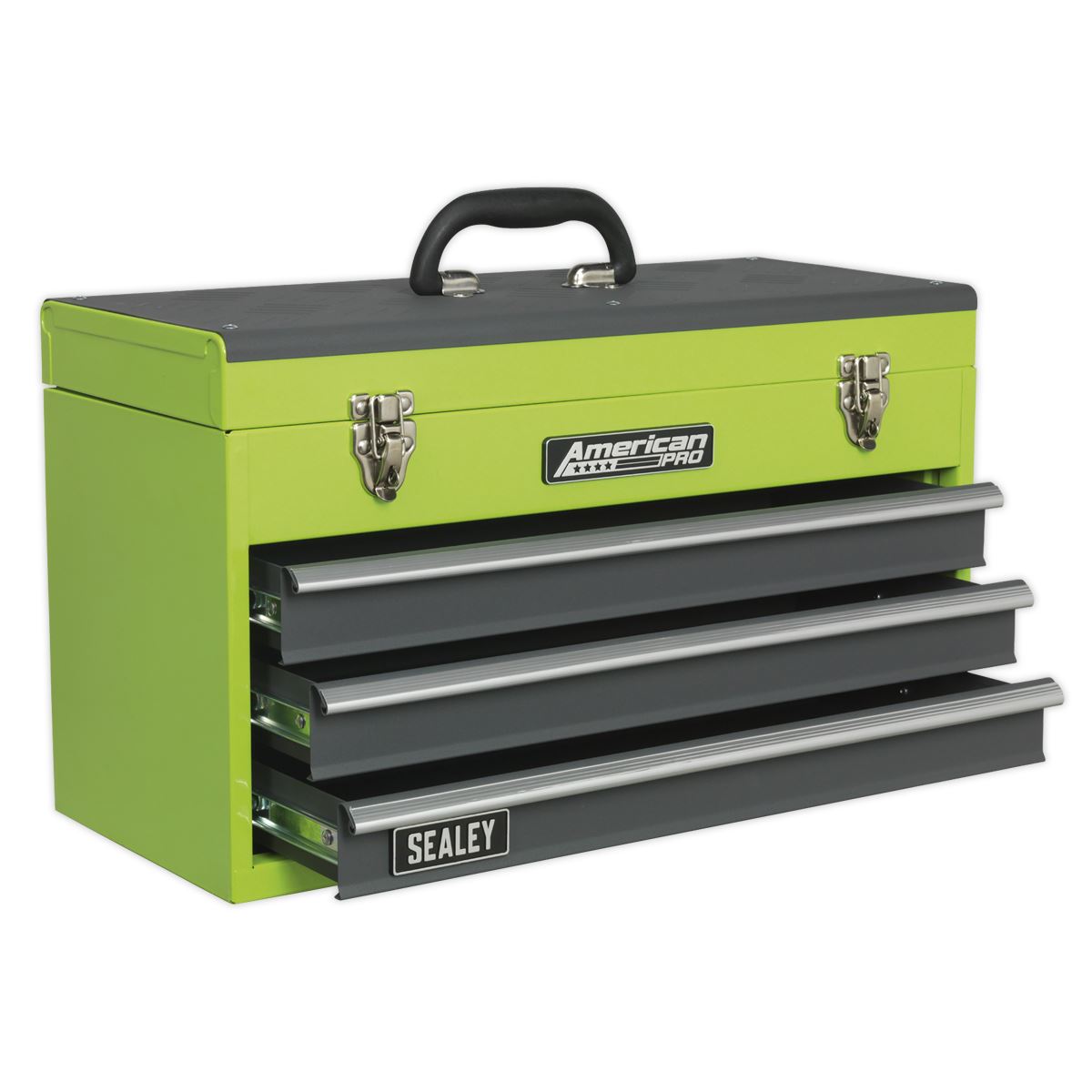 Sealey AP9243BBHV Tool Chest 3 Drawer Portable with Ball-Bearing Slides - Green/Grey Sealey