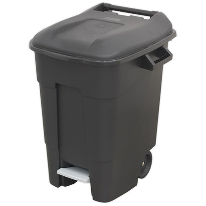 Sealey BM100P Refuse/Wheelie Bin with Foot Pedal 100L - Black Sealey
