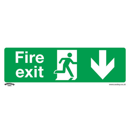 Sealey SS22V1 Safe Conditions Safety Sign - Fire Exit (Down) - Self-Adhesive Vinyl Sealey