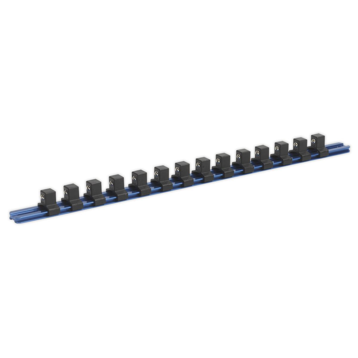 Sealey SR1214 Socket Retaining Rail with 14 Clips Aluminium 1/2"Sq Drive Sealey