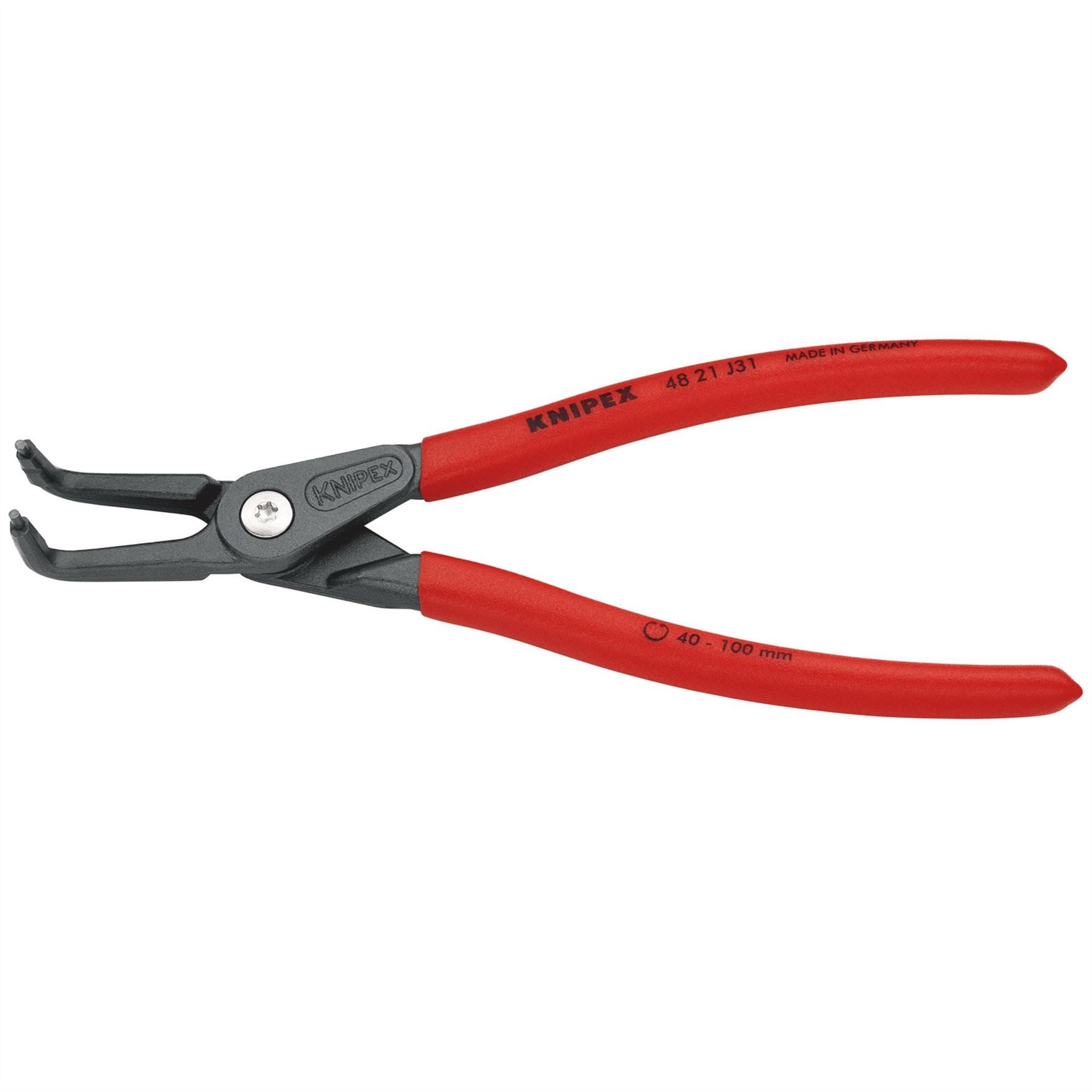 Knipex 75086 48 21 J31 SB Precision Circlip Pliers for internal circlips in bore holes with non-slip plastic coating grey atramentized 210mm Knipex