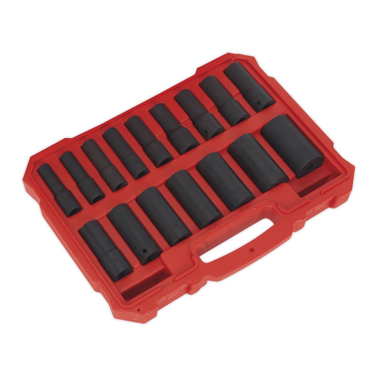 Sealey AK5817M Impact Socket Set 16pc 1/2"Sq Drive Deep Lock-On™ 6pt Metric Sealey