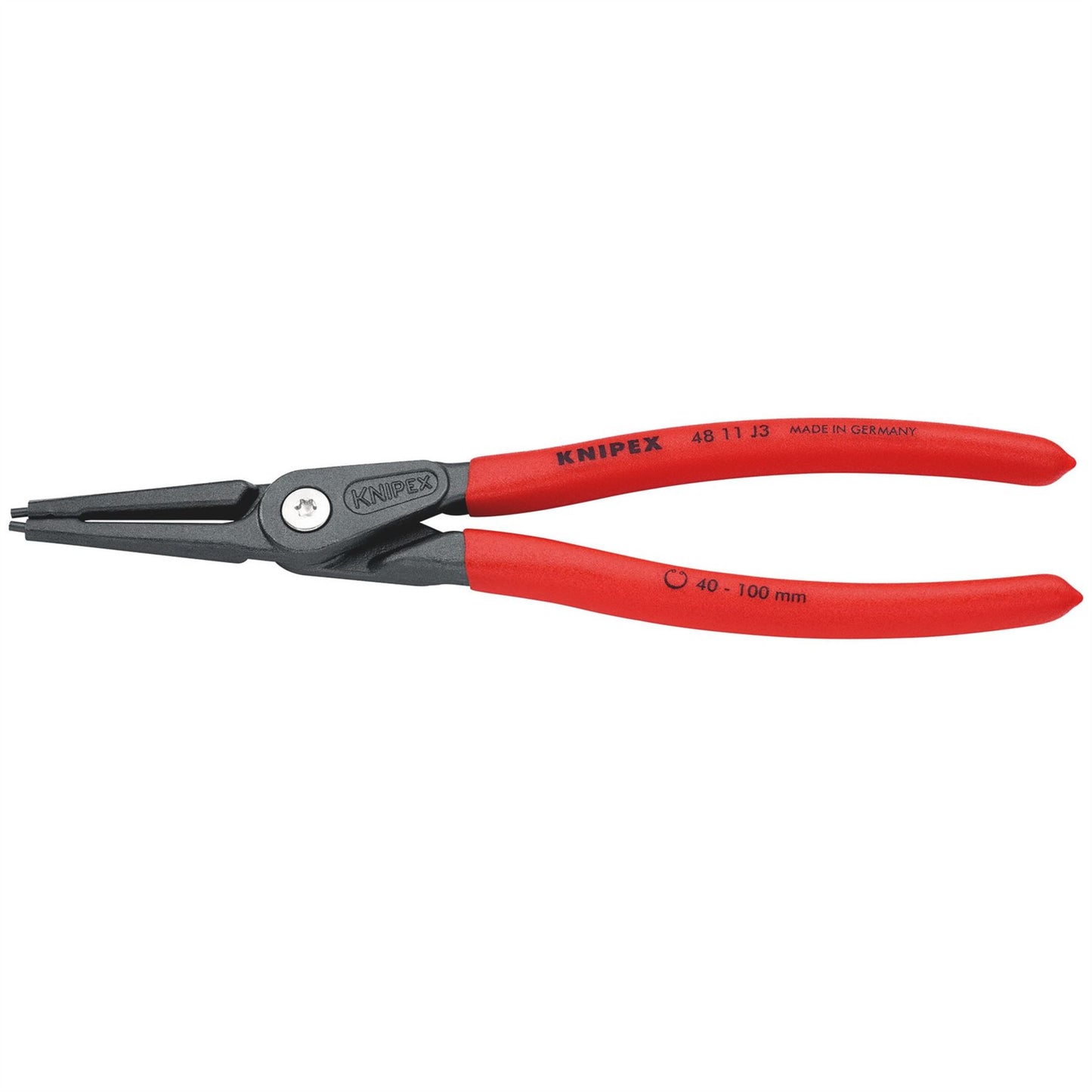 Knipex 75080 48 11 J3 SB Precision Circlip Pliers for internal circlips in bore holes with non-slip plastic coating grey atramentized 225mm Knipex