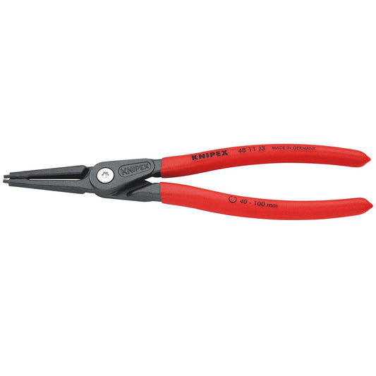 Knipex 75080 48 11 J3 SB Precision Circlip Pliers for internal circlips in bore holes with non-slip plastic coating grey atramentized 225mm Knipex